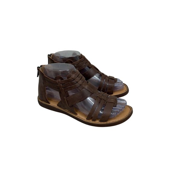 Born Harmel Brown Leather Gladiator Back Zip Open Toe Sandals Shoes Womens sz 6M - Picture 1 of 9